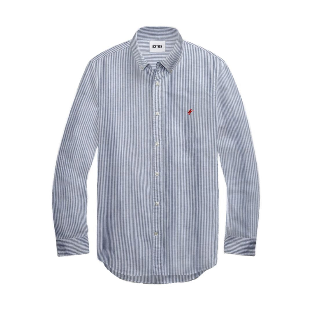 Icetees Stripped Man Shirt Azul/Blanco