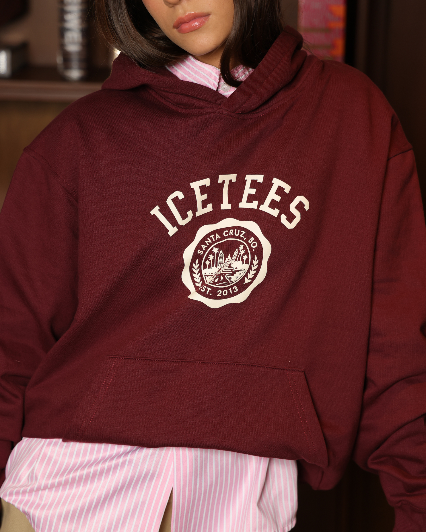 Icetees Santa Cruz Hoodie Boxy Burgundy
