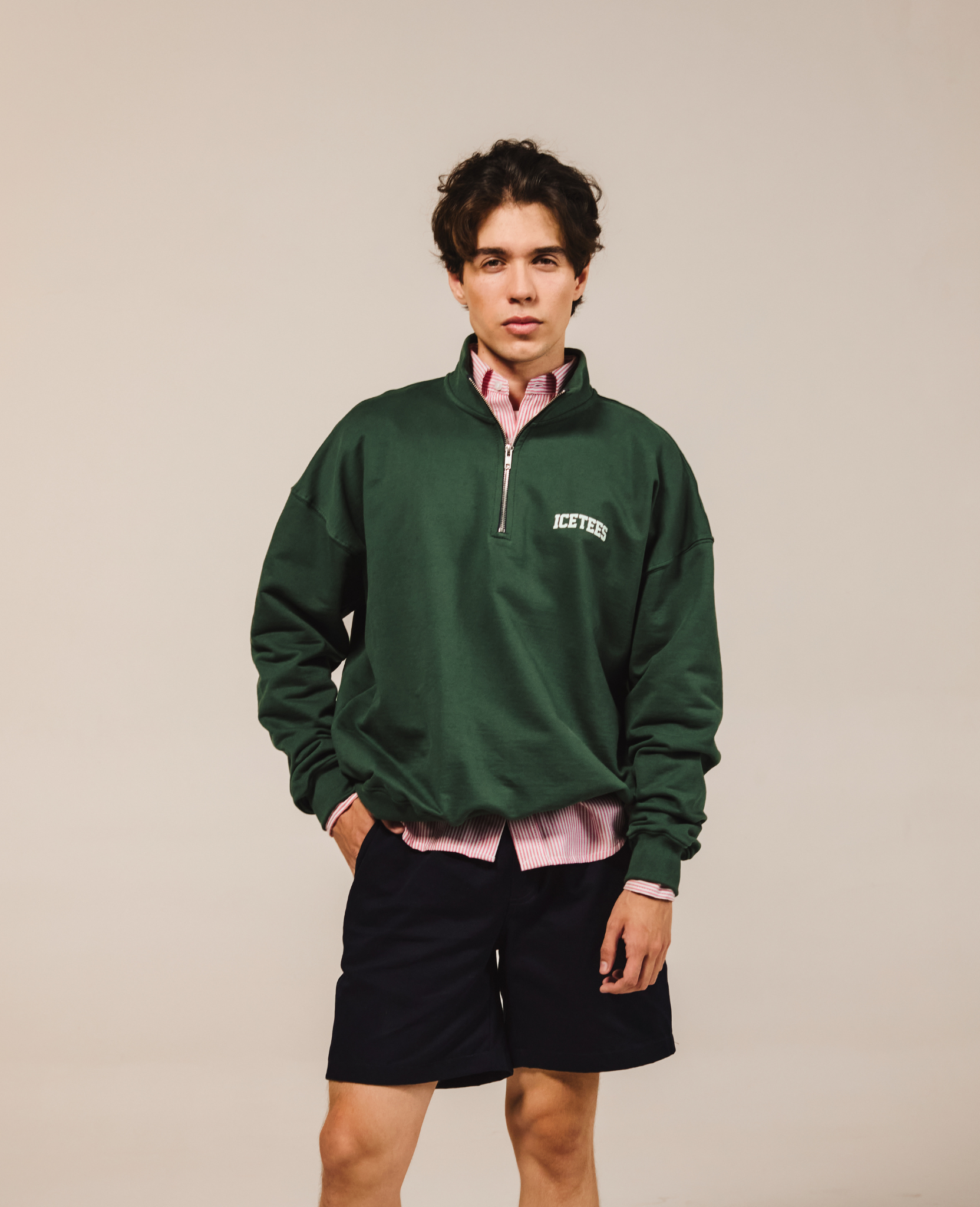 Icetees Quarter Zip Sweater Forrest Green