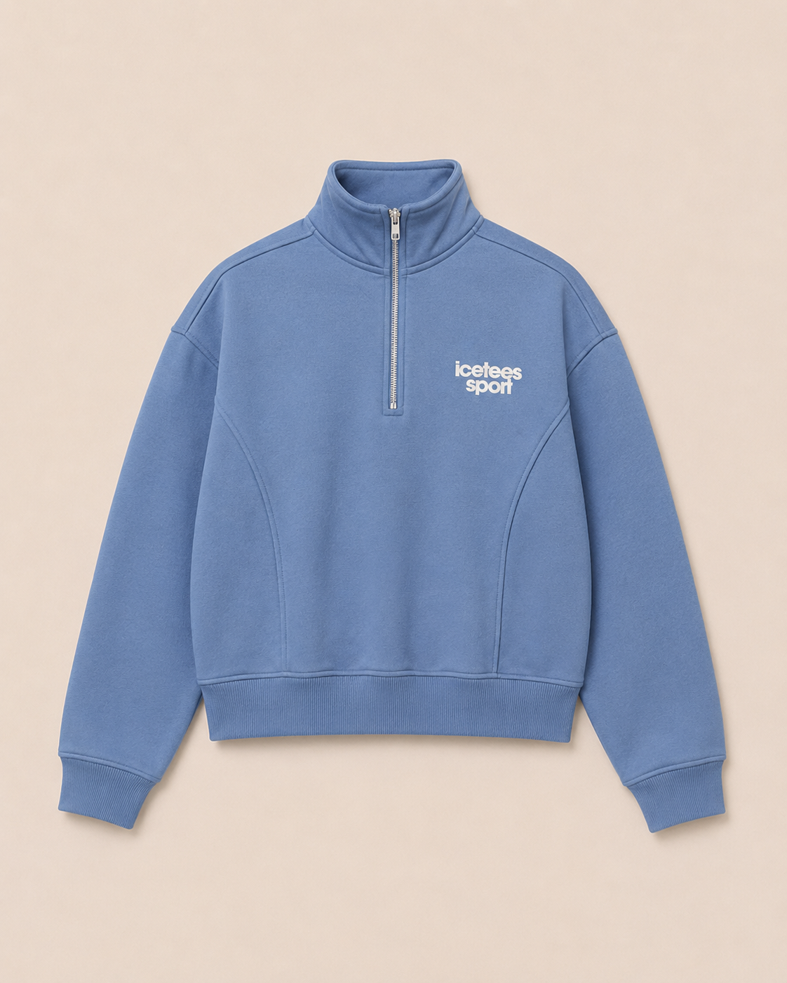 Icetees Crop Quarter-zip Sweater Denim
