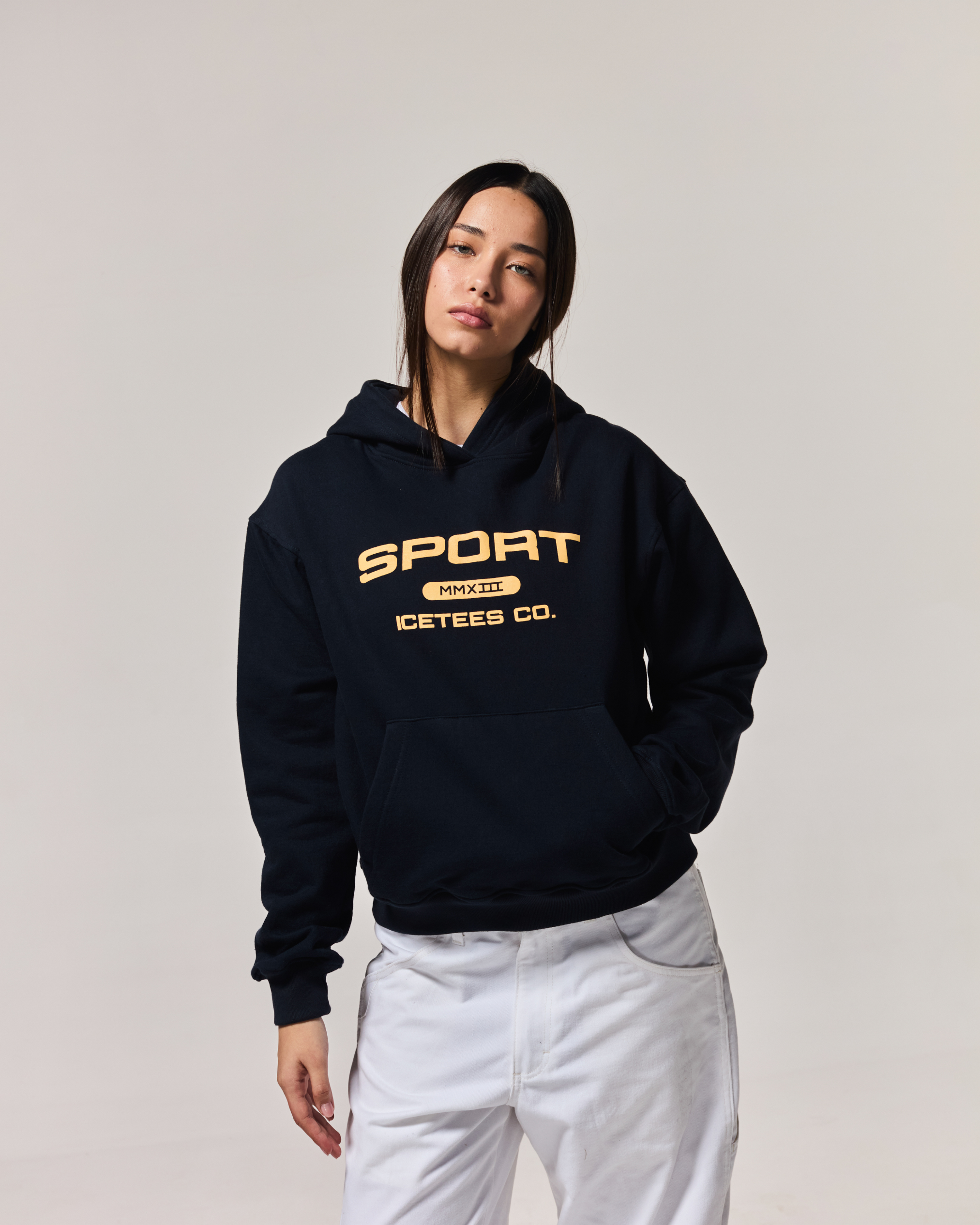 Icetees Sports Hoodie Boxy Navy