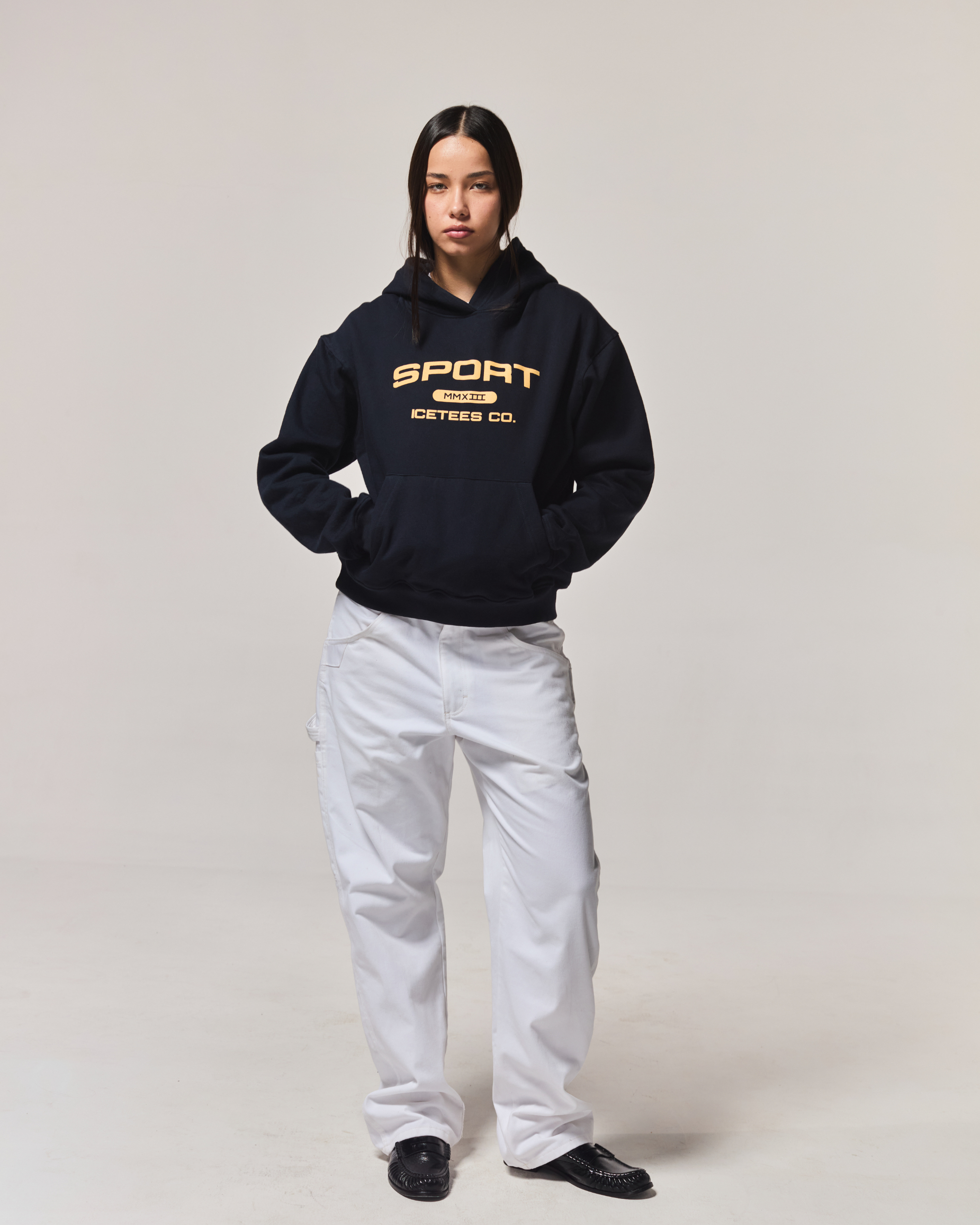 Icetees Sports Hoodie Boxy Navy