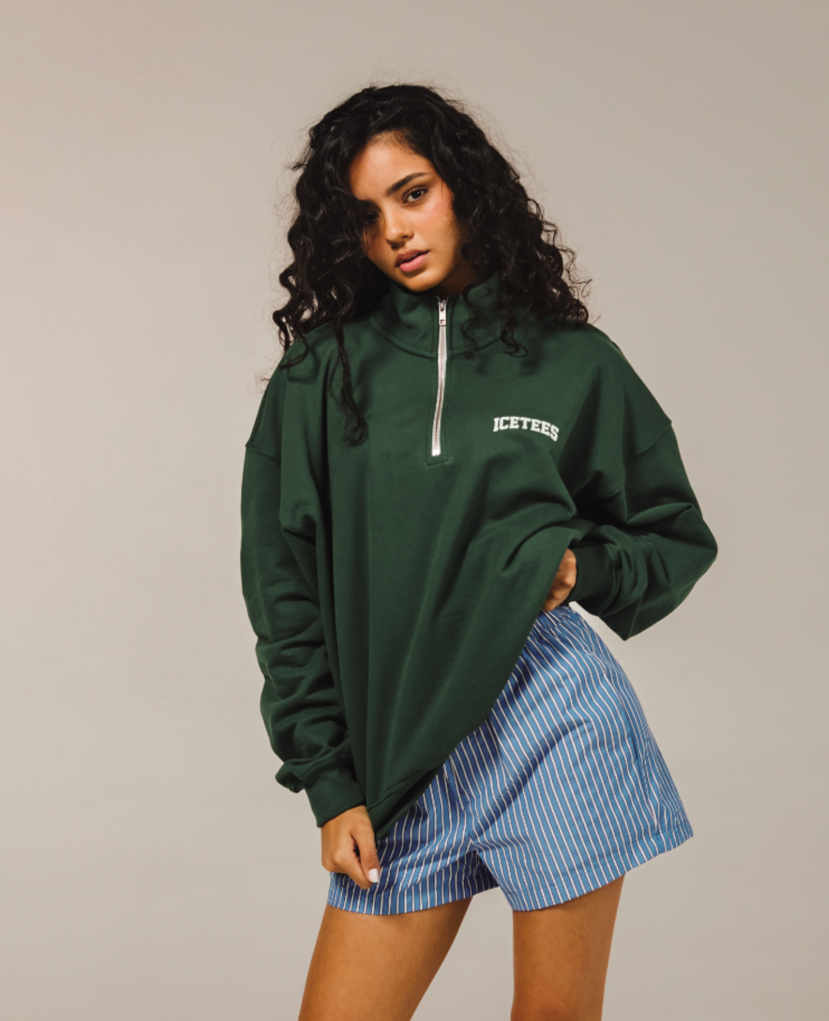 Icetees Quarter Zip Sweater Forrest Green