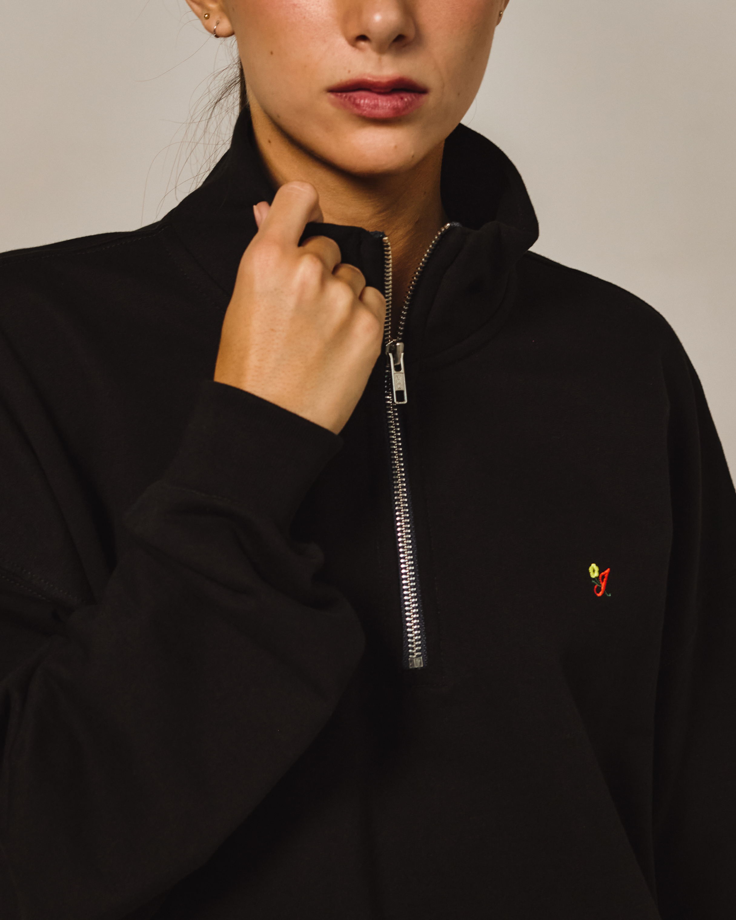 Icetees Quarter Zip Sweater Black