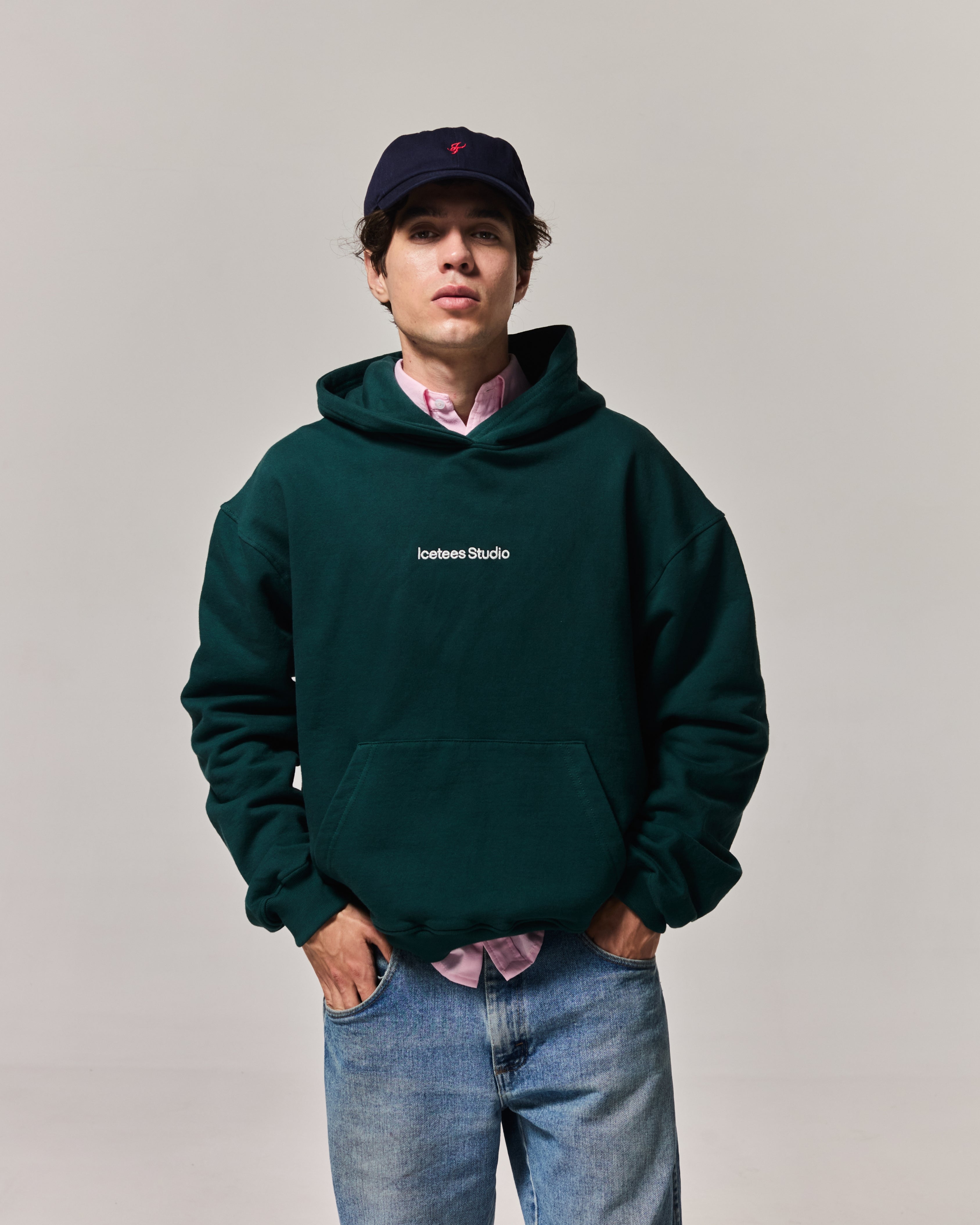 Icetees Studio Hoodie Boxy Forest Green