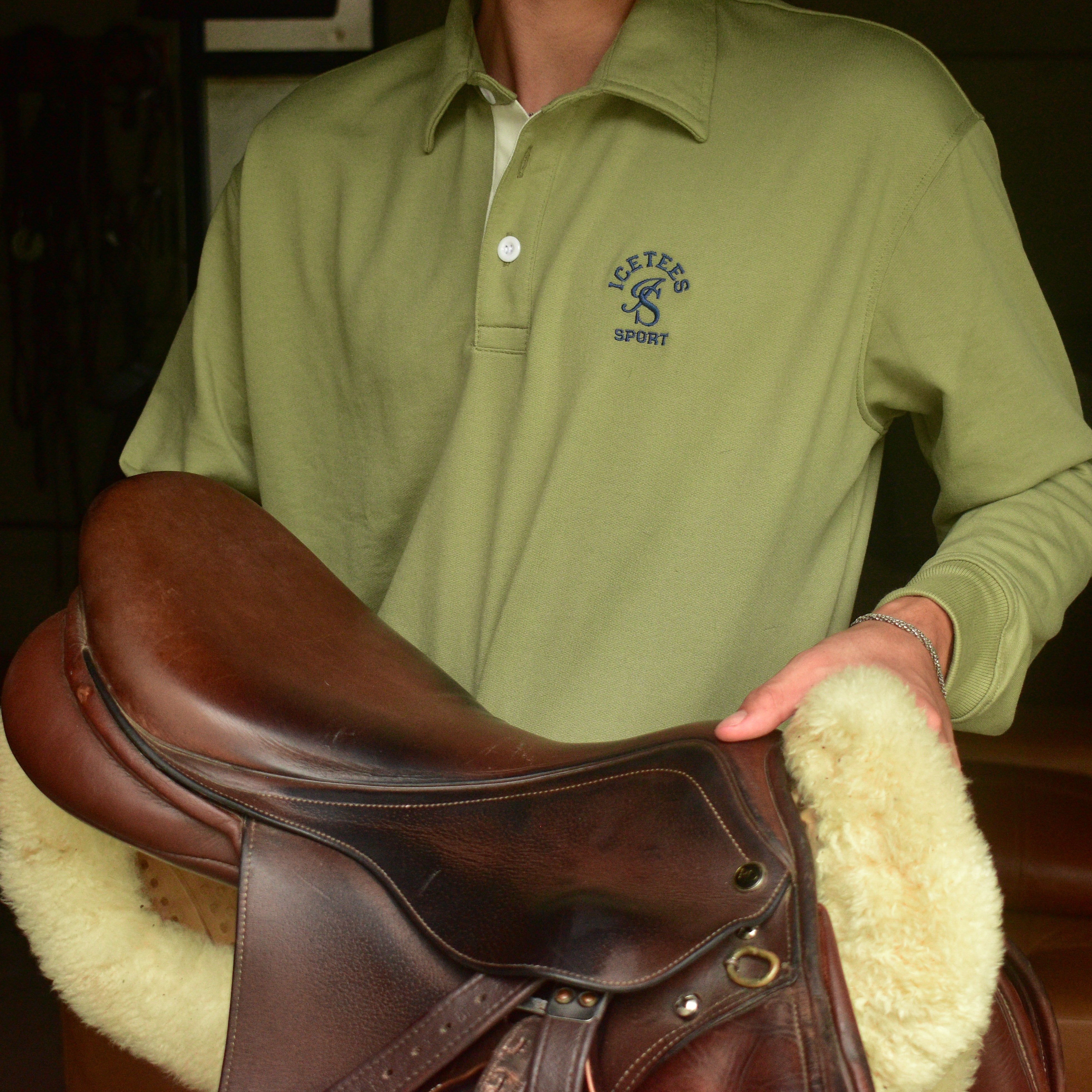Polo Sweater French Terry Icetees Monogram Verde Pistachio