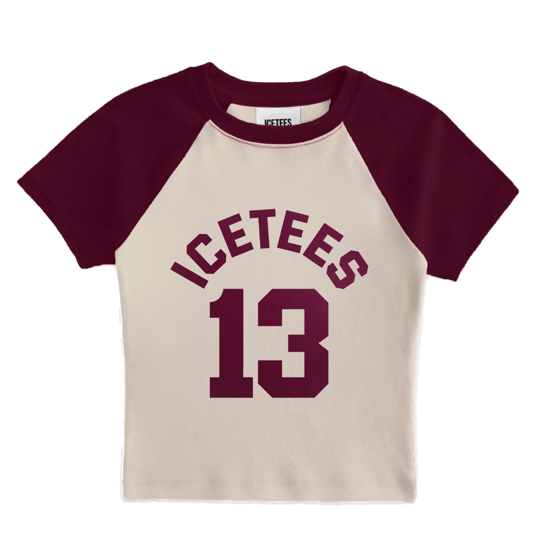 Icetees Raglan Varsity 13 Crop Tee
