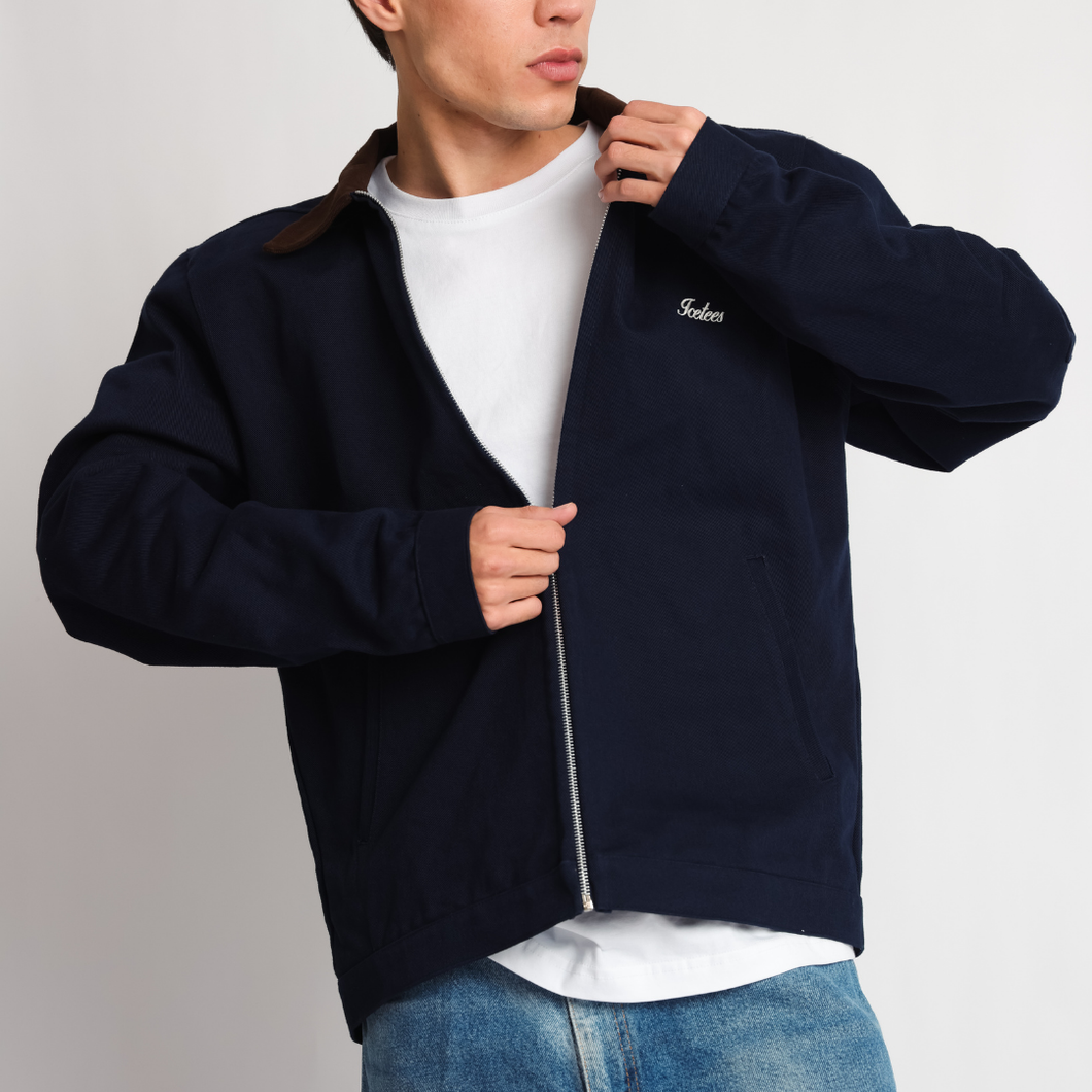 Icetees Unisex Work Jacket Navy/Brown