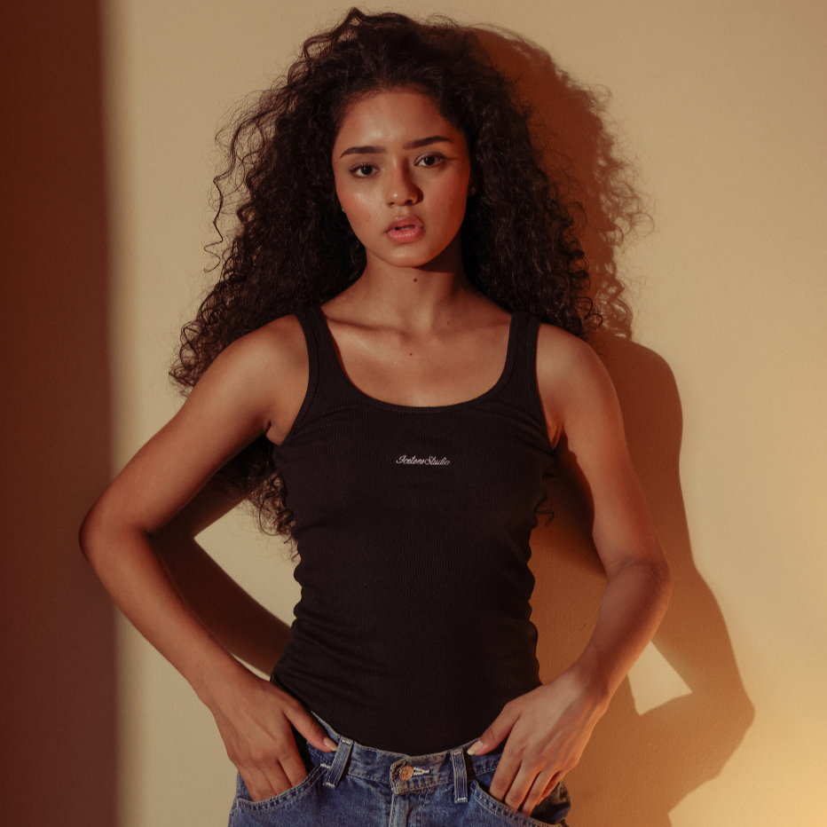 Icetees Embroidered Black Logo Tank