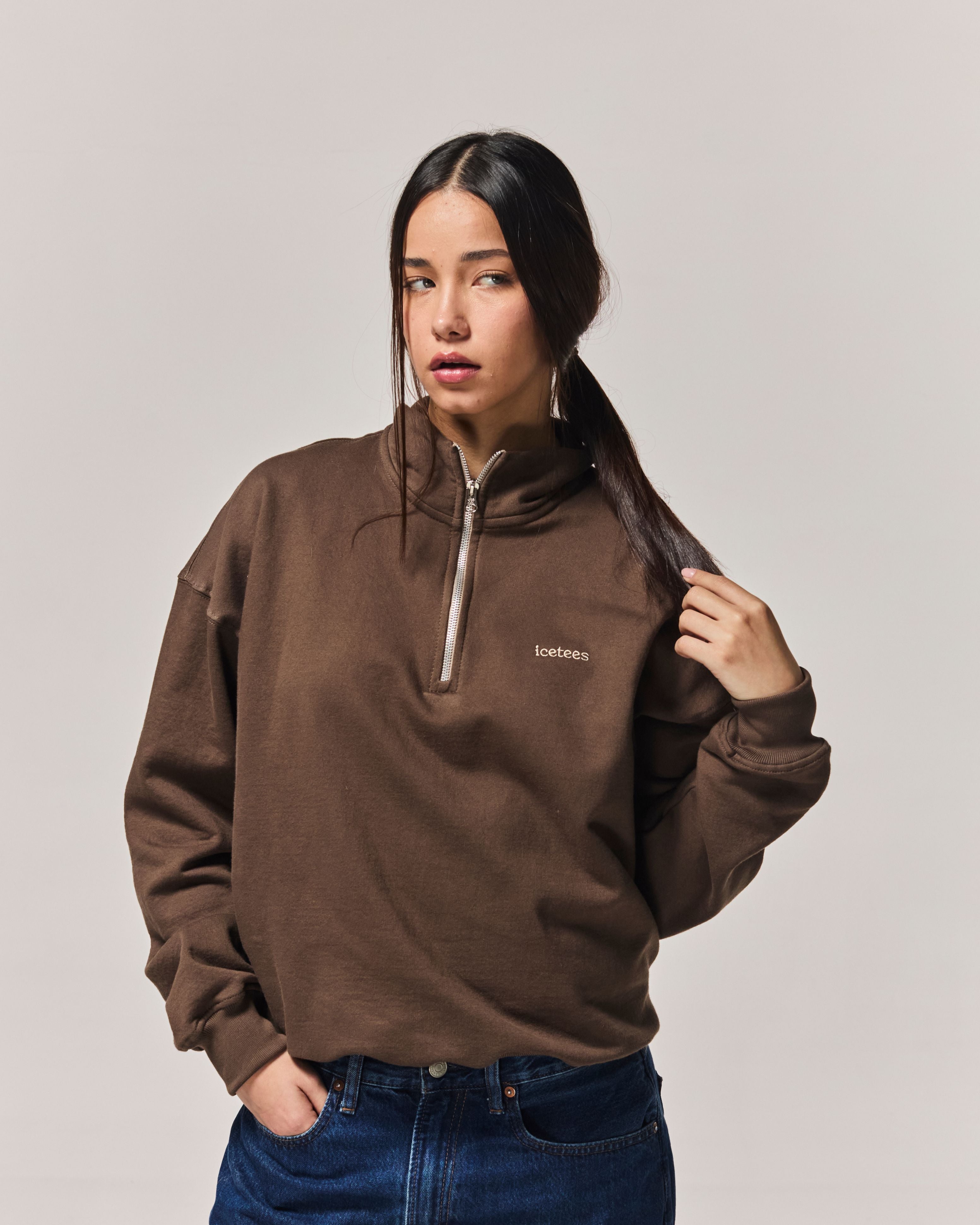 Icetees Quarter Zip Sweater Mocha