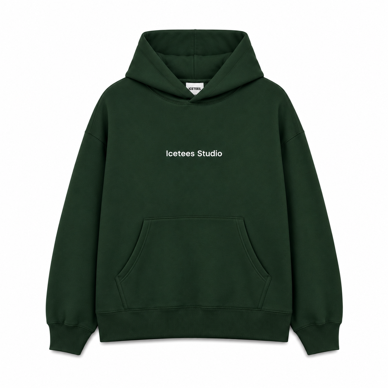 Icetees Studio Hoodie Boxy Forest Green